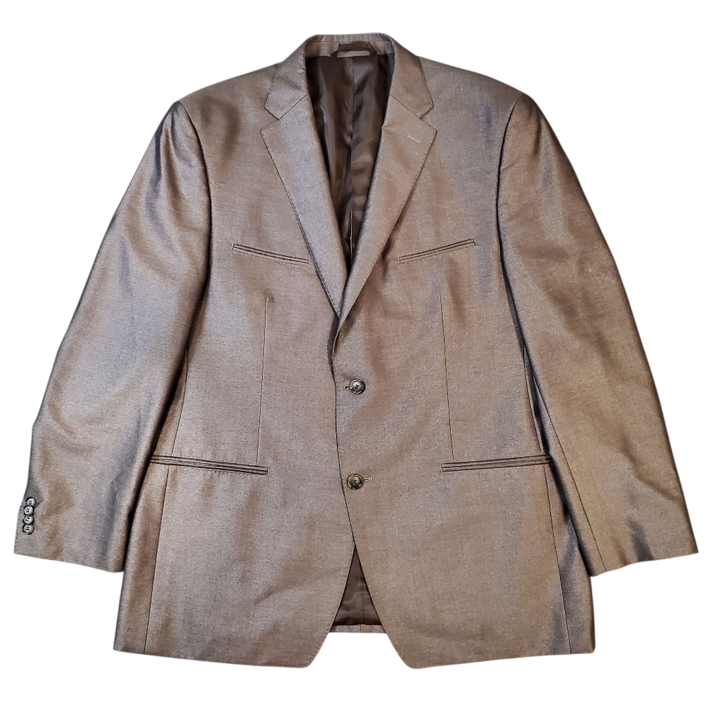 Sean John Mens Brown Olive Two-Button Blazer Jacket Size 44 R